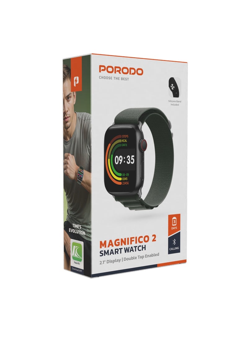 Magnifico2 Smart Watch with 2.1" display and Double Tap Enabled / Music Control /Heart Rate Monitor / Multiple Sports Mode /Sleep Analysis  / Voice Assistant - Black