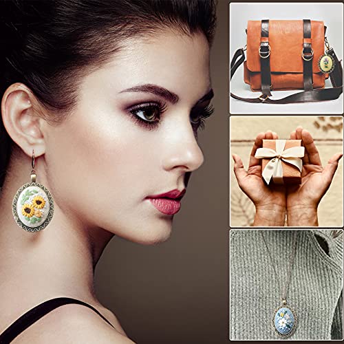 ZOCONE 4 Packs Embroidery Necklace Kits, Embroidery Pendant Kit Mini Cross Stitch Kit with Hoop, Necklace, Pendant, Stamped Pattern Cloth, Instructions, etc., Embroidery Kits for Adults - Image 4