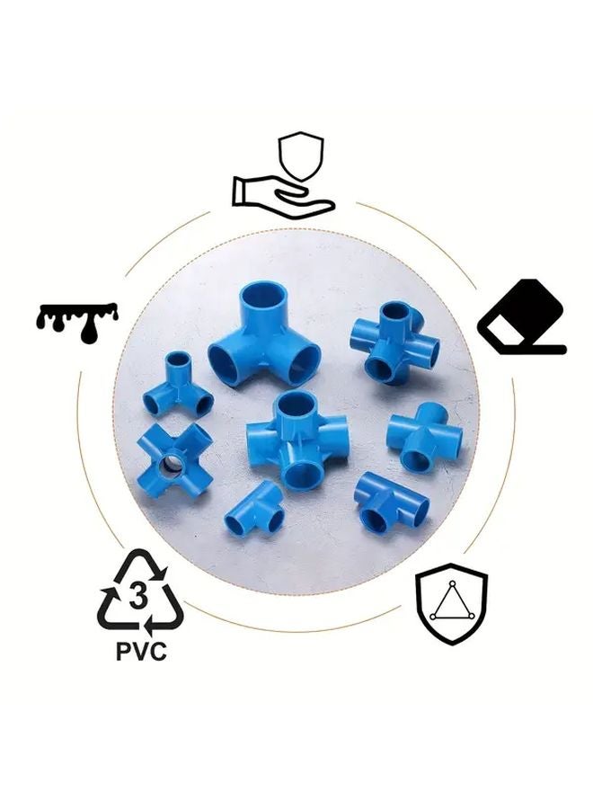 5PCS 1 Inch Blue PVC Three Way Tee Pipe Connector Male Threaded Ends For PEX Tubing - Image 4