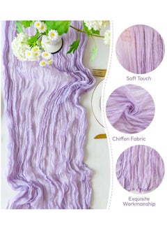 YIM-VIBEHAUS Cheesecloth Table Runner, 90 x 340 cm Boho Gauze Table Decor, Translucent Tablecloth for Wedding Reception Bridal Shower Party Decoration Table Centerpiece Purple  - Image 2