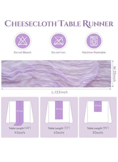 YIM-VIBEHAUS Cheesecloth Table Runner, 90 x 340 cm Boho Gauze Table Decor, Translucent Tablecloth for Wedding Reception Bridal Shower Party Decoration Table Centerpiece Purple  - Image 3