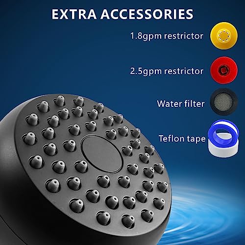 Nuodan High Pressure Shower Head - Powerful Bathroom Pressure Boosting Showerhead - Perfect Universal Replacement for Rain Shower Heads(Matte Black) - Image 3