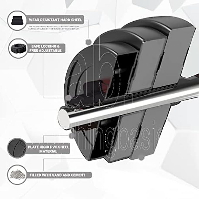 rayihni Pvc 26 Kg Home Gym Set With 3-3 Ft Gym Rods And One Pair Dumbbell Rods With Gym Accessoriess, Black - Image 3