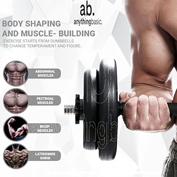 rayihni Pvc 26 Kg Home Gym Set With 3-3 Ft Gym Rods And One Pair Dumbbell Rods With Gym Accessoriess, Black - Image 2