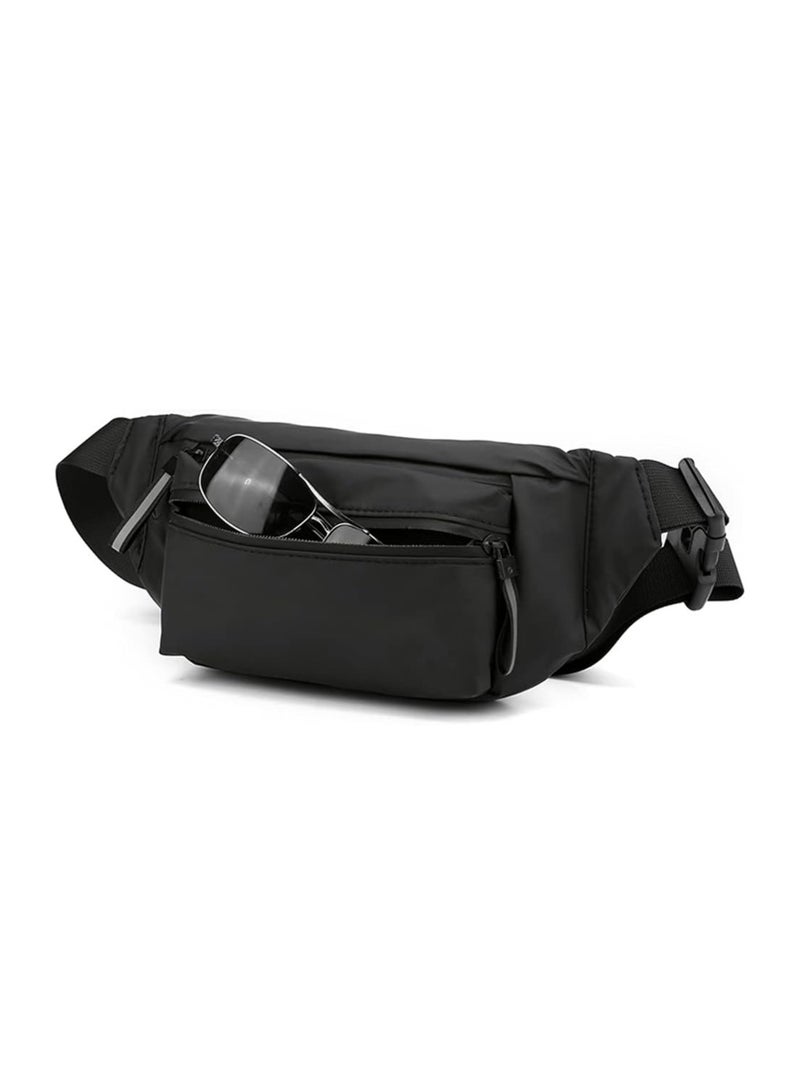 Oasisgalore Crossbody Waist Bag Pack for Men and Women，Water Resistant Sport Belt Bag for Travel Hiking Cycling(Black)  - Image 5