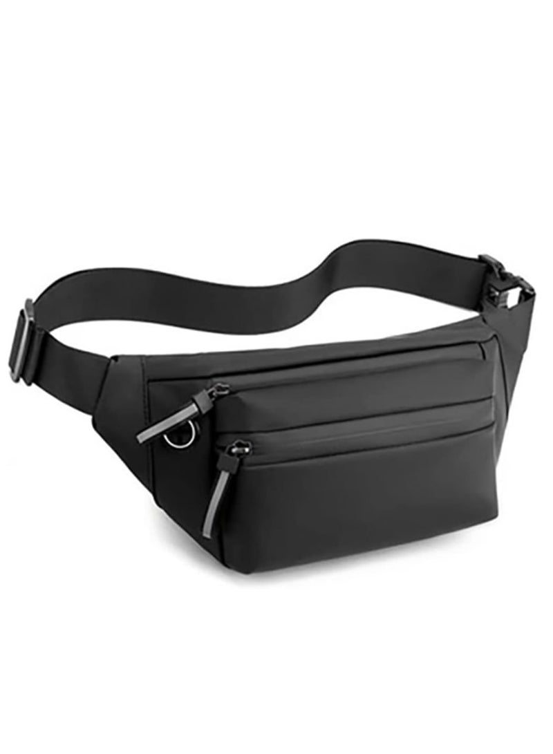 Oasisgalore Crossbody Waist Bag Pack for Men and Women，Water Resistant Sport Belt Bag for Travel Hiking Cycling(Black)  - Image 1