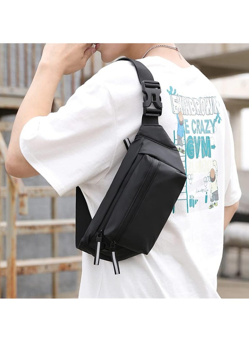Oasisgalore Crossbody Waist Bag Pack for Men and Women，Water Resistant Sport Belt Bag for Travel Hiking Cycling(Black)  - Image 2