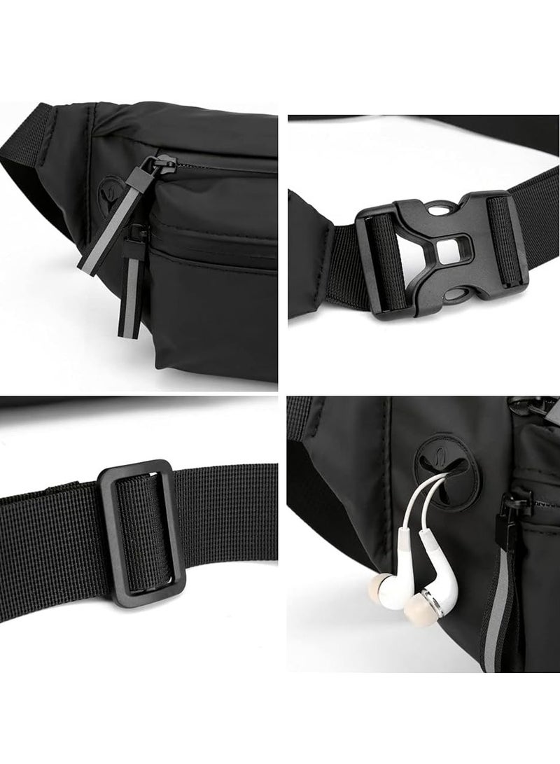 Oasisgalore Crossbody Waist Bag Pack for Men and Women，Water Resistant Sport Belt Bag for Travel Hiking Cycling(Black)  - Image 4