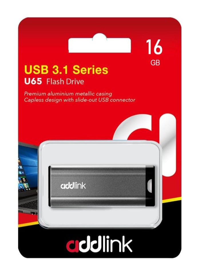 16GB USB 3.1 Flash Drive U65 SuperSpeed USB 3.1 Gen 1 with slide out USB connector