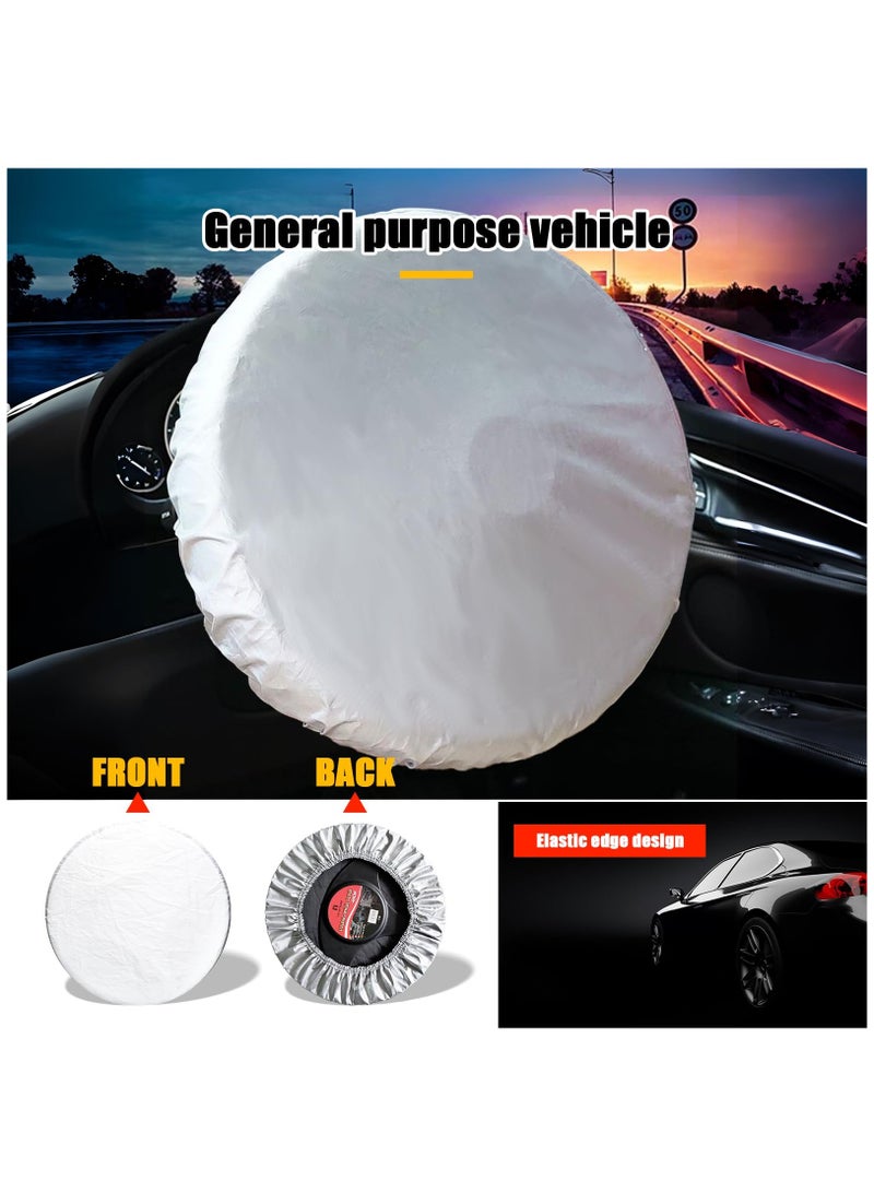 Excefore Steering Wheel Sun Shade Cover, Cooling Steering Wheel Sun Block Silver-Coated Cloth Steering Wheel Cover Steering Wheel Sun Heat Shield for Universal Car Cool in The Heat, Silver - Image 4