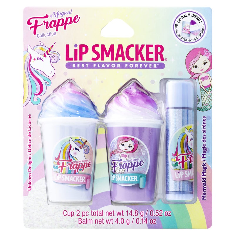 Lip Smacker Magical Frappe Collection 3 Pack Beverage Lip Balm - Moisturizing, Soothing Unicorn & Mermaid Delight/Magic - Image 1
