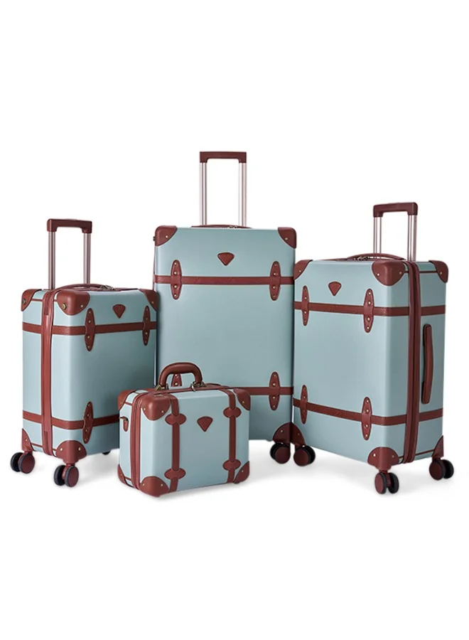 LIMRA Travel Bags Classic Leather Luggage 4 Pcs Set Tiffany/light Brown 28''-24''-20'''-14'''Inches