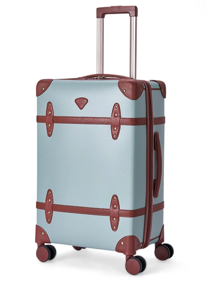 LIMRA Travel Bags Classic Leather Luggage 4 Pcs Set Tiffany/light Brown 28''-24''-20'''-14'''Inches