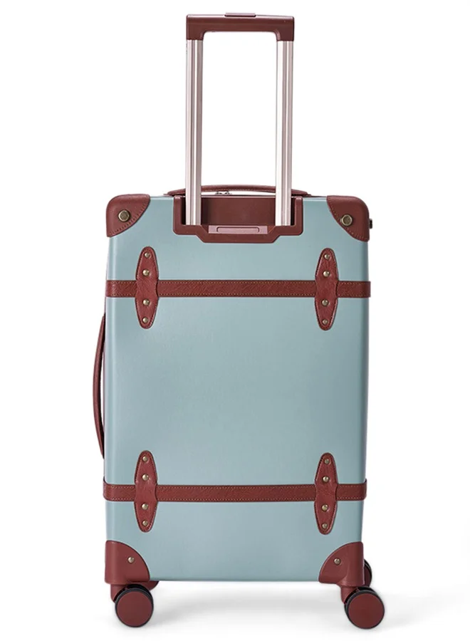 LIMRA Travel Bags Classic Leather Luggage 4 Pcs Set Tiffany/light Brown 28''-24''-20'''-14'''Inches
