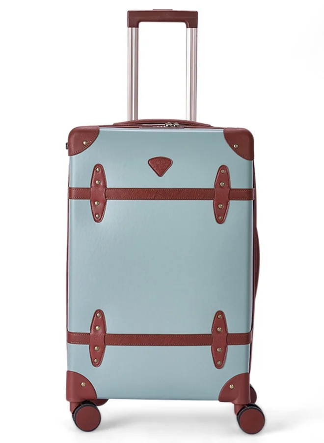 LIMRA Travel Bags Classic Leather Luggage 4 Pcs Set Tiffany/light Brown 28''-24''-20'''-14'''Inches
