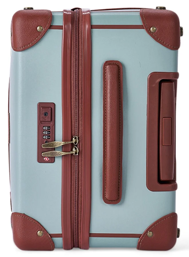 LIMRA Travel Bags Classic Leather Luggage 4 Pcs Set Tiffany/light Brown 28''-24''-20'''-14'''Inches