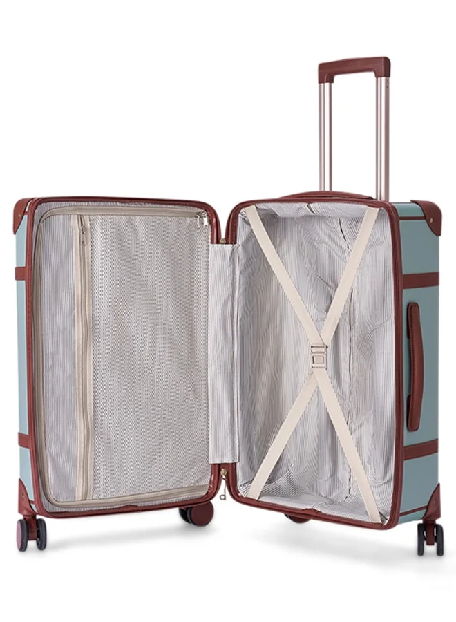 LIMRA Travel Bags Classic Leather Luggage 4 Pcs Set Tiffany/light Brown 28''-24''-20'''-14'''Inches