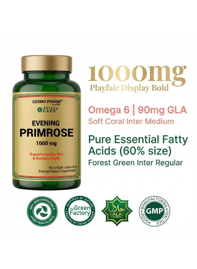 Cosmo Pharm Evening Primrose Oil 1000mg | Omega 6 & GLA, Supports Skin and Hormonal Balance for Women | 90 Softgels - Image 5