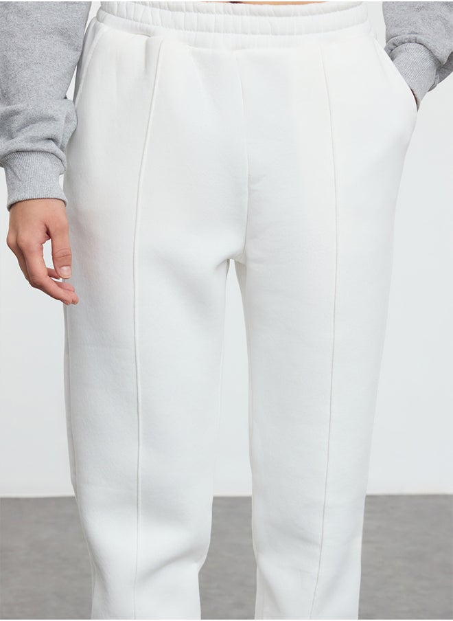 trendyol - Ecru Ribbed Loose Jogger Thick Inside Fleece Knitted Sweatpants TWOAW25EA00029 - Image 1