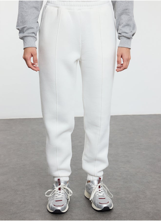 trendyol - Ecru Ribbed Loose Jogger Thick Inside Fleece Knitted Sweatpants TWOAW25EA00029 - Image 1
