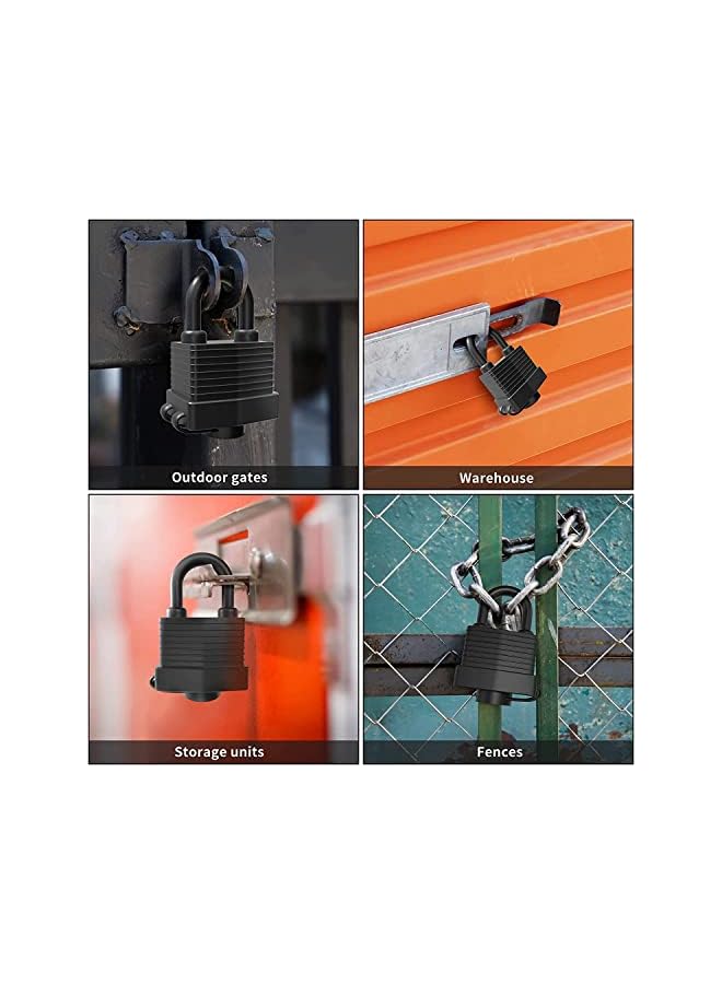 PROMASS PROMASS Padlock with Key, 2 Pack, 3 Keys, Black, Weatherproof, Waterproof, Heavy Duty, Anti-Cut, Laminated Steel, Gym Locker, Garage, Fence, Shed, Yard  - Image 5