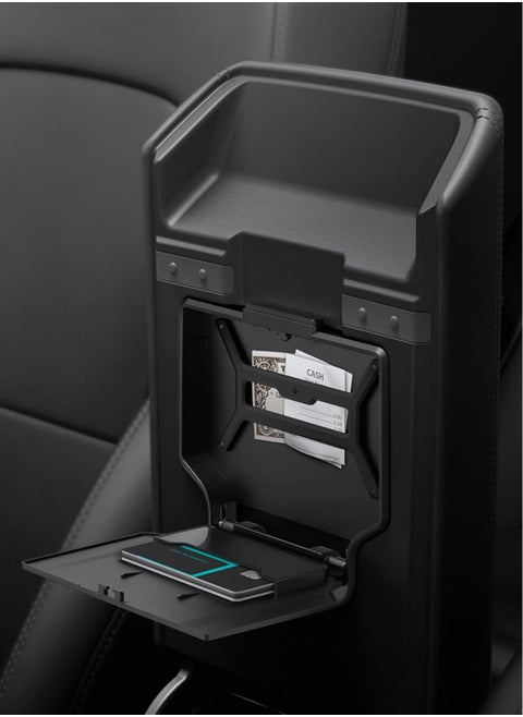 One-Tap Hidden Storage Box (Carbon Edition) for Tesla Model 3 2024 Refresh Center Console Organizer Armrest