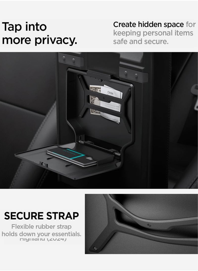 Spigen - One-Tap Hidden Storage Box (Carbon Edition) for Tesla Model 3 2024 Refresh Center Console Organizer Armrest - Image 1