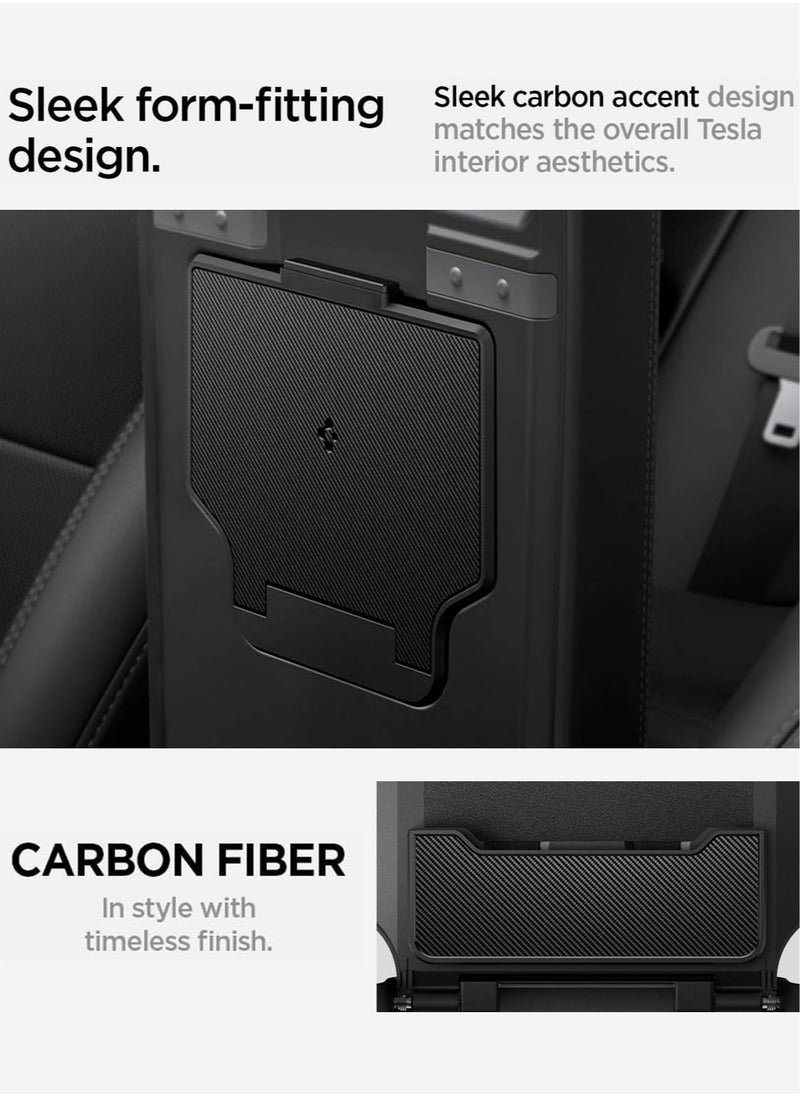 Spigen - One-Tap Hidden Storage Box (Carbon Edition) for Tesla Model 3 2024 Refresh Center Console Organizer Armrest - Image 1