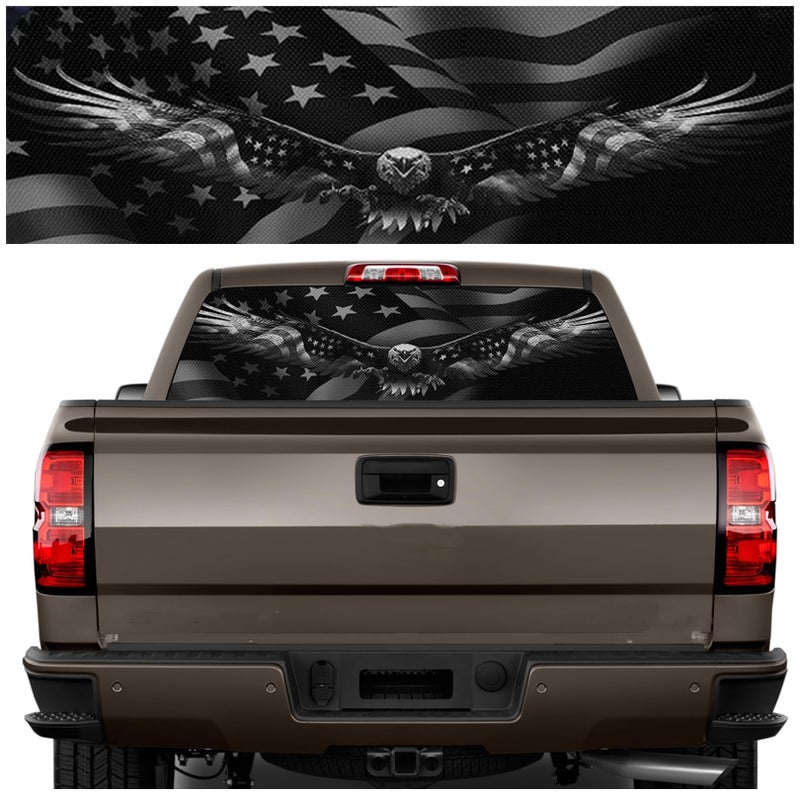 Tobethay Rear Window Decals for Trucks  65x22 in Back Window Decals Fit Most Pickup Trucks SUV Vinyl American Eagle Flag Back Window Decal for Car Personalized Decoration