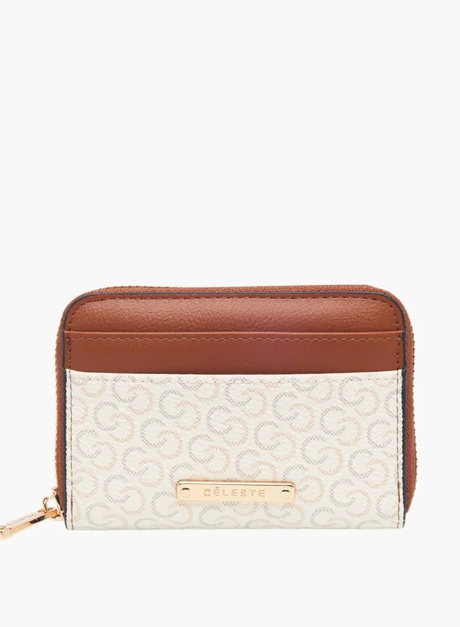 سيليست Monogram Print Zip Around Wallet