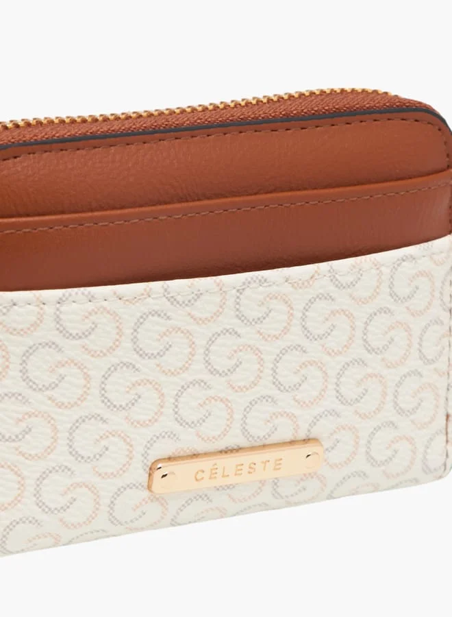 سيليست Monogram Print Zip Around Wallet