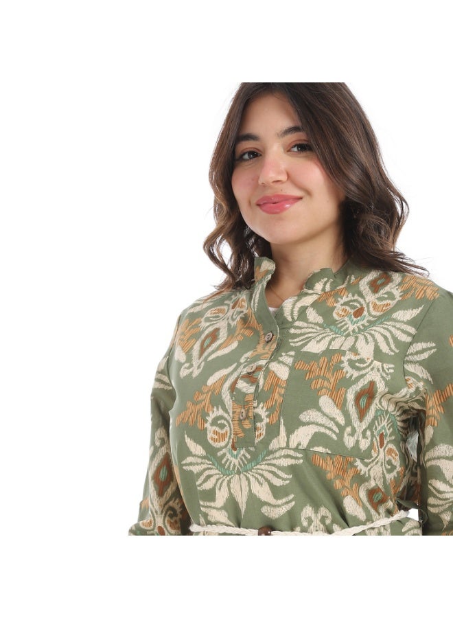 Coctail Floral Blouse-5735-olive  - Image 3