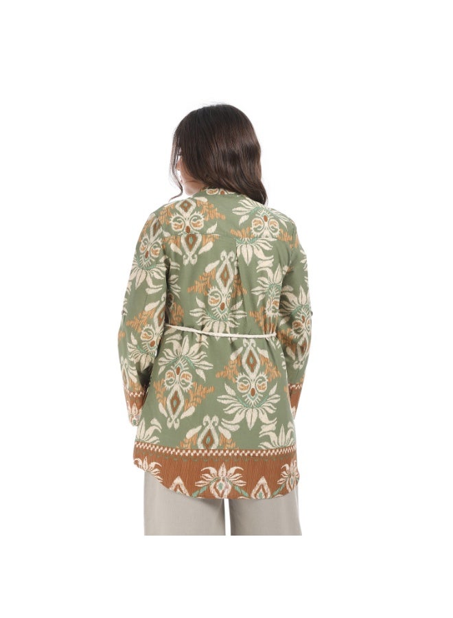 Coctail Floral Blouse-5735-olive  - Image 4
