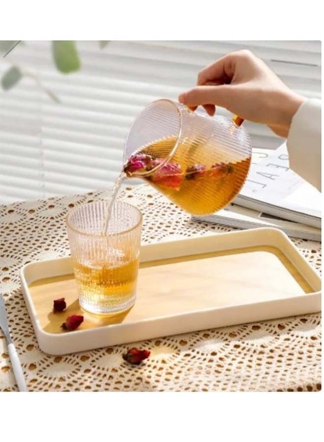 هاهاهاي مجموعة من 3 صواني ميلامين لتقديم أطقم تقديم مستطيلة الشاي والقهوة ، صواني تقديم الطعام للترفيه عن الحفلات (لون الخشب) - Image 3