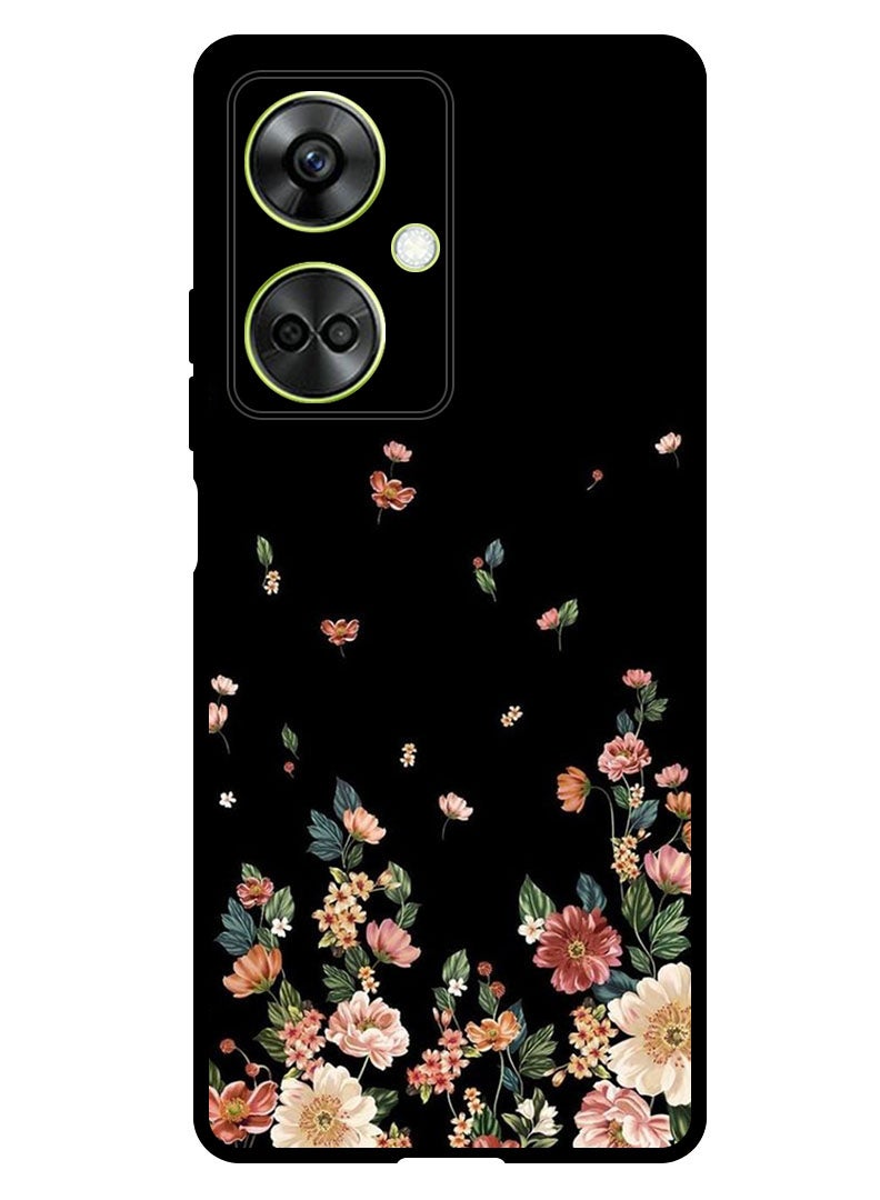 Theodor Protective Case Anti Scratch Shock Proof Bumper Cover For OnePlus Nord CE 3 Flowers in Black Background - Image 1