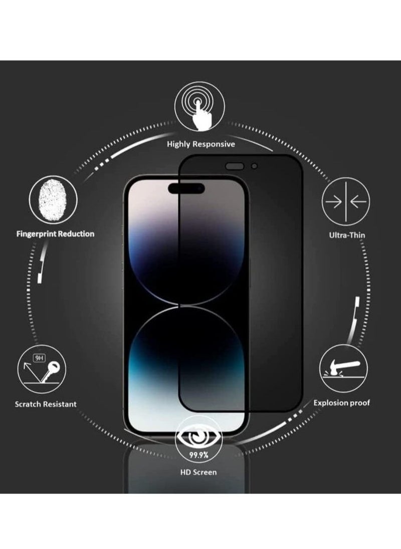 vesus iPhone 14 Pro Max Privacy Screen Protector Anti-Spy Tempered Glass Film 9H Hardness Scratch Resistant Bubble Free Anti Spy Tempered Glass Screen Protector - Image 2