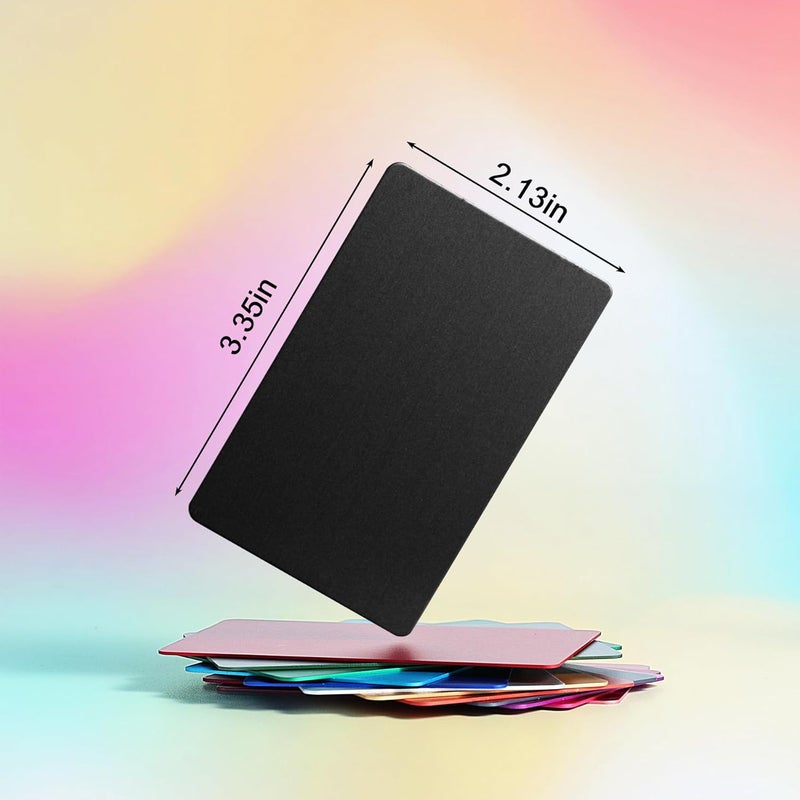 OESDLTD Thick Multi-Colors Aluminum Metal Business Cards Anodized aluminum 86 X 54 X 0.8 mm 15 pcs Include Protector Sleeves(Frosted) - Image 2