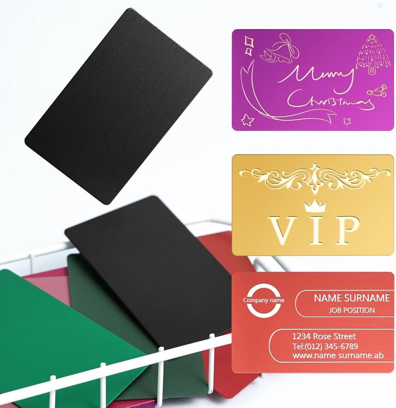 OESDLTD Thick Multi-Colors Aluminum Metal Business Cards Anodized aluminum 86 X 54 X 0.8 mm 15 pcs Include Protector Sleeves(Frosted) - Image 5