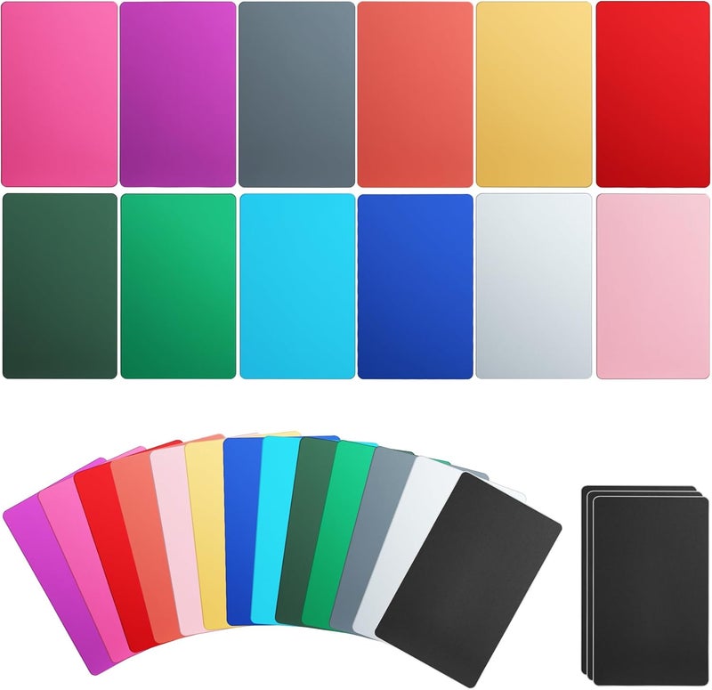 OESDLTD Thick Multi-Colors Aluminum Metal Business Cards Anodized aluminum 86 X 54 X 0.8 mm 15 pcs Include Protector Sleeves(Frosted) - Image 1