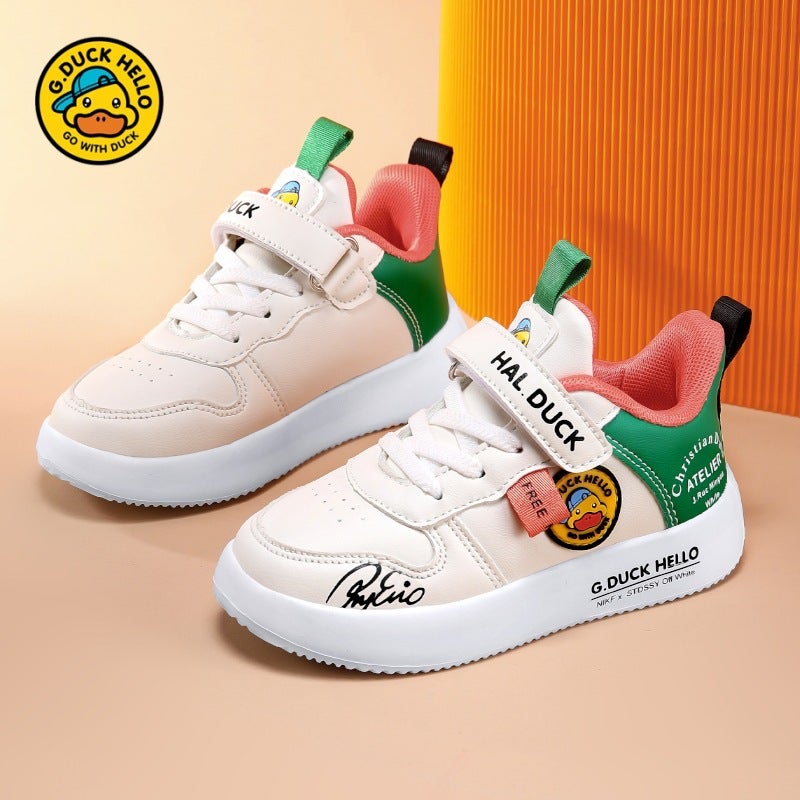 Little Yellow Duck Girls' Shoes 2025 New Mesh Breathable Children'S Sports Shoes Leather Surface Small And Medium-Sized Boys' Shoes - Image 3