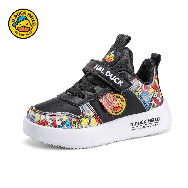 Little Yellow Duck Girls' Shoes 2025 New Mesh Breathable Children'S Sports Shoes Leather Surface Small And Medium-Sized Boys' Shoes - Image 5