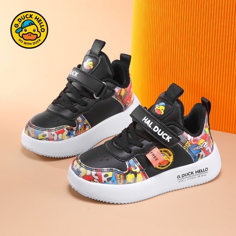 Little Yellow Duck Girls' Shoes 2025 New Mesh Breathable Children'S Sports Shoes Leather Surface Small And Medium-Sized Boys' Shoes - Image 2