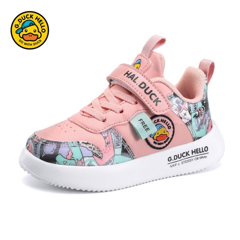 Little Yellow Duck Girls' Shoes 2025 New Mesh Breathable Children'S Sports Shoes Leather Surface Small And Medium-Sized Boys' Shoes - Image 4