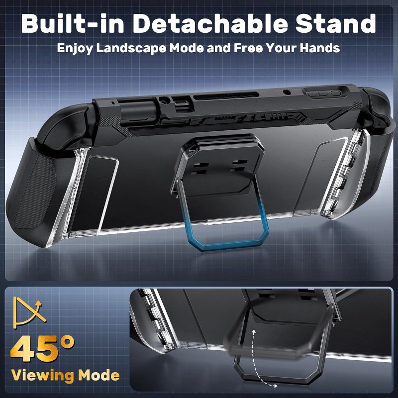 daydayup 1 Carrying Protective Slim Case Cover Compatible with Nintendo Switch 2, Protection TPU PC Material Dockable Shockproof Ergonomic Grip Kickstand for Switch 2 Console, Black - Image 4