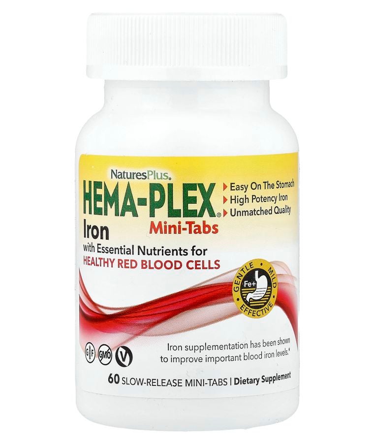Hema-Plex Iron with Essential Nutrients for Healthy Red Blood Cells 60 Slow Release Mini Tabs
