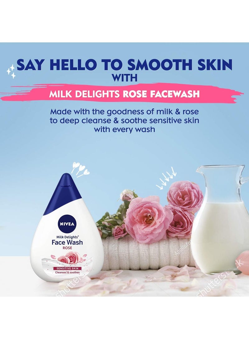Nivea غسول الوجه النسائي للبشرة الحساسة ميلك ديلايتس روز 100 مل - Image 2