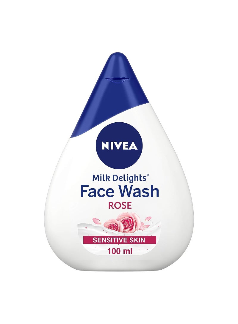 Nivea غسول الوجه النسائي للبشرة الحساسة ميلك ديلايتس روز 100 مل - Image 1