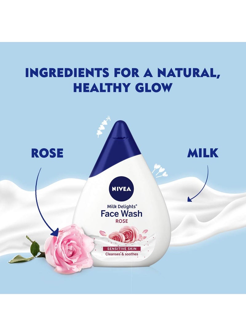 Nivea غسول الوجه النسائي للبشرة الحساسة ميلك ديلايتس روز 100 مل - Image 3