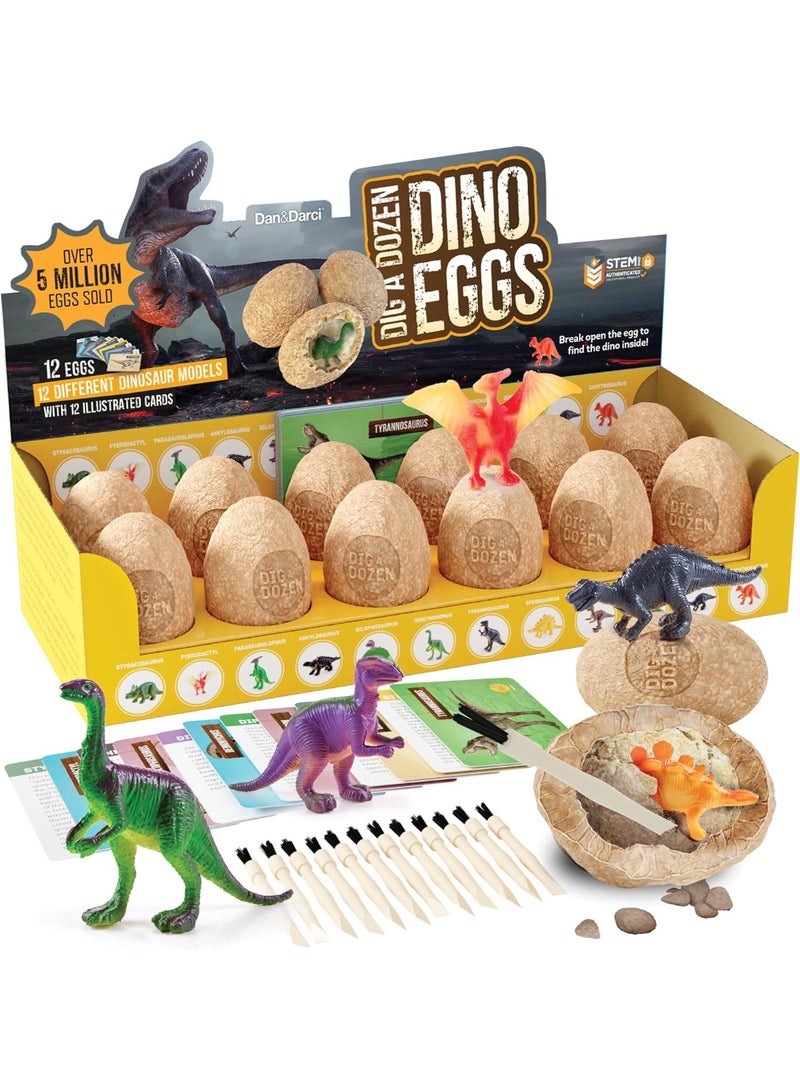 Bukela Dig a Dozen Dino Egg Kit for Kids - Dinosaur Toys Gift 3-12 Year Old - 12 Eggs & Surprise Dinosaurs - Basket Stuffers - Science STEM Activities - Boy Toy Party Gifts for Boys & Girls - Image 1