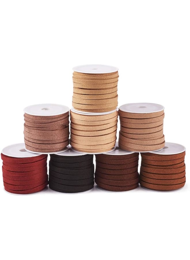 8 Rolls 5mm Faux Suede Cord Micro Fiber Leather Lace Velvet Beading Thread String (8 Colors Each 5 Yards) - Image 1